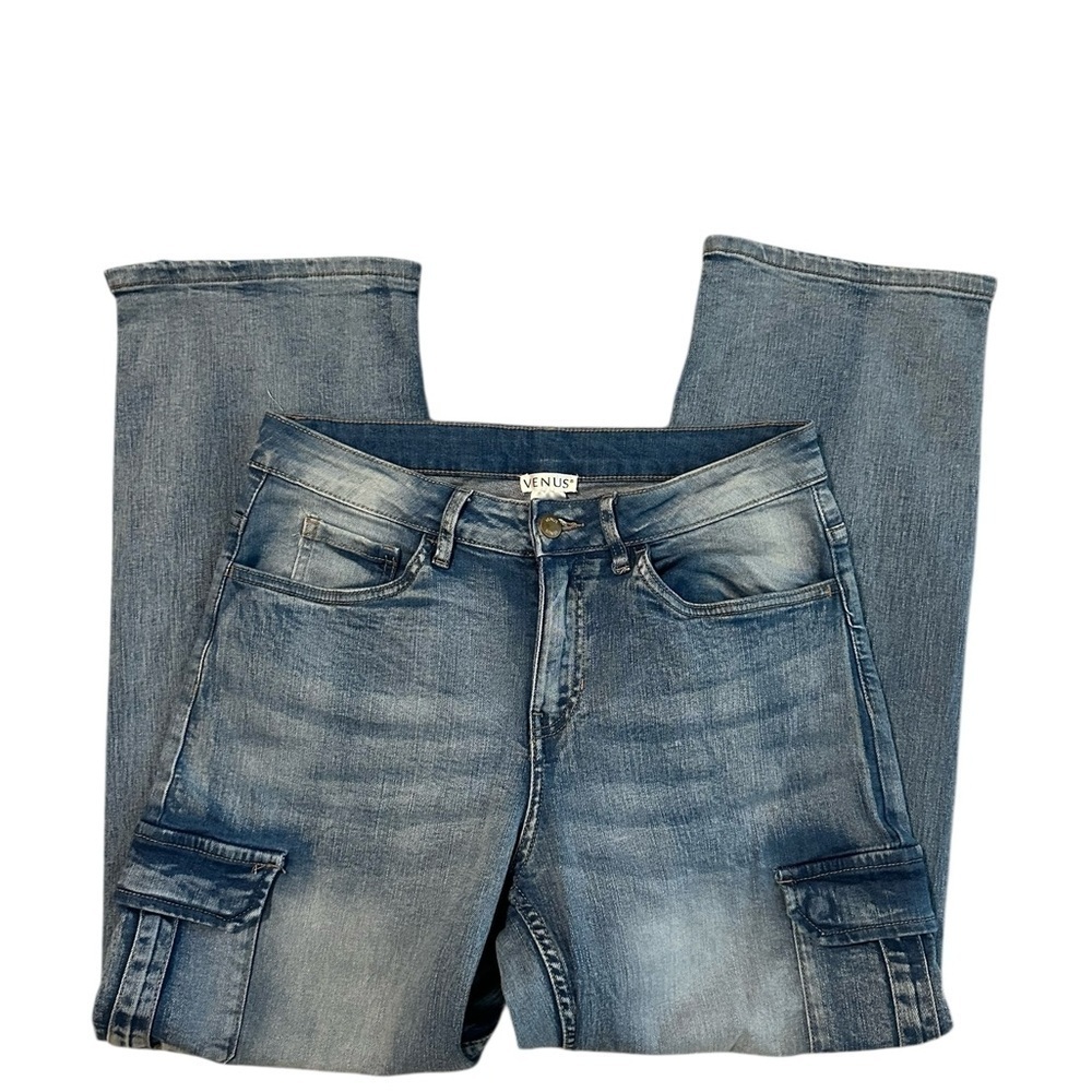 Venus‎ Utility Cargo Denim Streetwear High Rise SZ 12 Relaxed Fit Edgy Pants